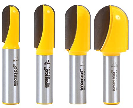 Yonico Round Nose Core Box Router Bit Set 4 Bit 1/2-Inch Shank 14461