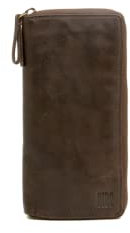 Biba Geldbörse für Damen aus echtem Leder, Geldbeutel Heritage Boston BT10, Reißverschluss, Echtes Rindsleder, Dunkelbraun Farbe