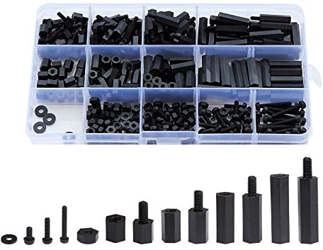 Litorange Assortiment de 320 écrous hexagonaux M2 mâles et femelles en nylon (noir)