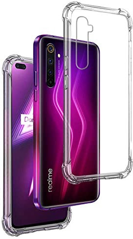 REY - Funda Anti-Shock Gel Transparente para OPPO REALME 6 Pro, Ultra Fina 0,33mm, Esquinas Reforzadas, Silicona TPU de Alta Resistencia y Flexibilidad