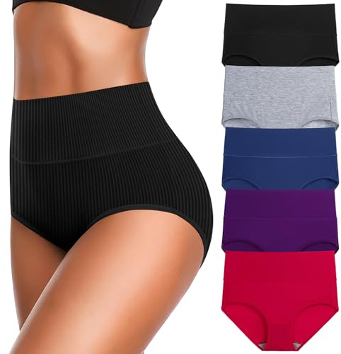 JojoQueen Womens Underwear Cotton High Waist Full Coverage Brief Ladies Panties Lingerie Undergarments for Women, X-Large-XX-Large