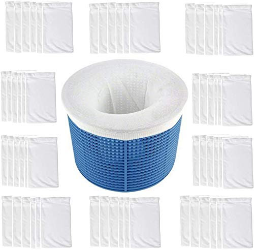 50 Packs of Pool Skimmer Socks Reusable Effective Pool Filter Basket Socks to Save Pumps, Filters, Baskets and Skimmers- The Ideal Sock/Net/Saver to Protect Your Inground or Above Ground Pool