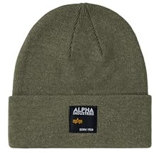 Alpha Industries Unisex Label Beanie-Mütze, Army Green, Talla Única