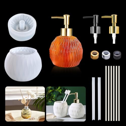 Koonafy 15 Pcs Bouteille de Parfum Moule Resine Epoxy,Rond Moules en Resine avec Paille,Bougie d'aromathérapie,Lotion Dispensers, pour Bijoux Rangement,Home Decoration