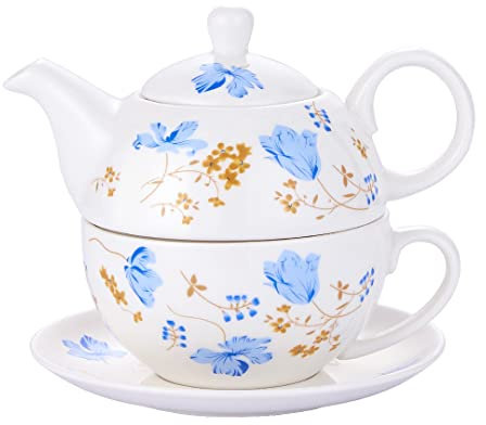 CHILDIKE Porcelain Tea for One, Floral Teapot and Cup Set, Orchids