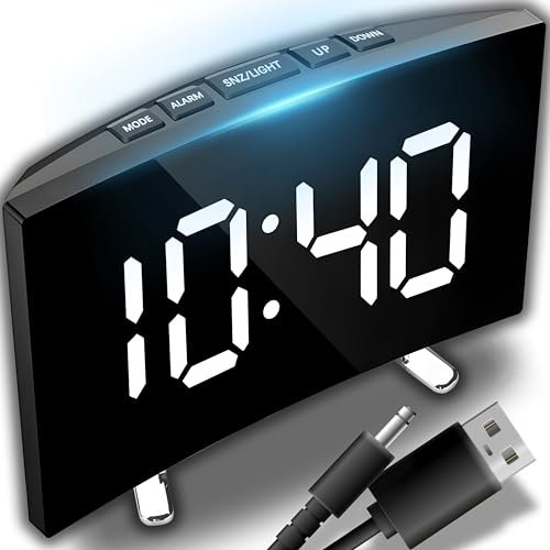 Retoo Wecker Digital LED Uhr Tischuhr Ticken Laut Alarm Snooze Spiegel Reisewecker Temperaturanzeige Batteriebetrieben HausNachttisch Schlafzimmer Büro Kinder Große Anzeige Schwarz