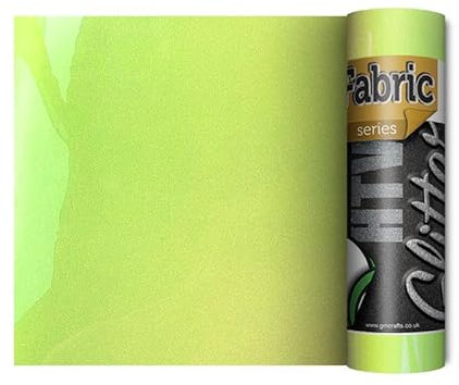 Cricut Joy Compatible Glitter Iron On Vinyl | Brilliant & Sparkling Heat Transfer Vinyl for Use On Fabrics | Shimmering Effect | Available in A Large Variety of Colours (Neon Yellow)