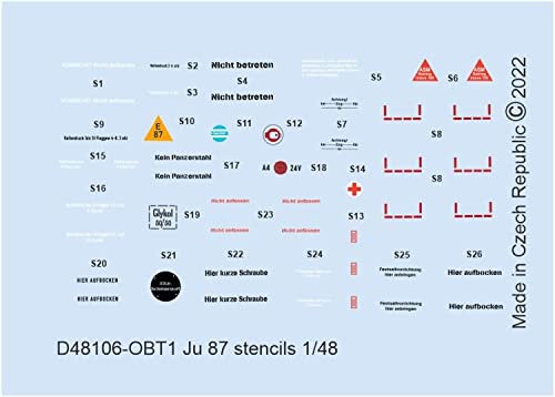Eduard Accessories D48106 - 1:48 Ju 87 stencils for HASEGAWA/AIRFIX/ITALERI- Neu