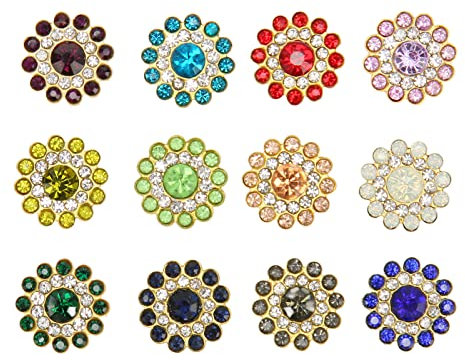 Jeanoko Cousez sur des Boutons en 100pcs Forme de Fleur Coupe à Griffes Couleurs Assorties Boutons en Verre Cristal Accrocheur pour L'artisanat Vêtements Robe Sac Fabrication de Bijoux
