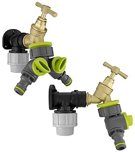 Cost Wise compression 25mm mdpe water pipe back/wall plate - bib tap-double hose outlet