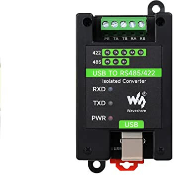 Waveshare USB to RS485/422, Industrial Grade Isolated Converter, Up to 1200m Long-Distance Transmission, Compatible with Mac/Linux/Android/Win11/10/8.1/8/7, Support Wall-Mount & Rail-Mount