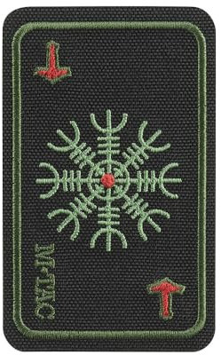 M-Tac Klett-Patch Aegishjalmur – Wikinger Morale Patch PVC, Hełm Grozy, 3D Taktisches Abzeichen, Thor Hammer, Nordische Mythologie, Velcro Patch für Airsoft, Militär, Outdoor, Molle, Black/Olive
