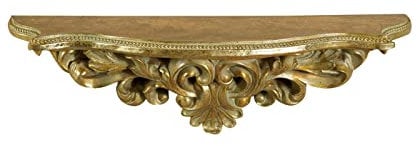 Biscottini Barockregal 44 x 14 x 13 cm | Antikgold-Regal | Shabby Chic Wandregale | kleine Barockkonsole