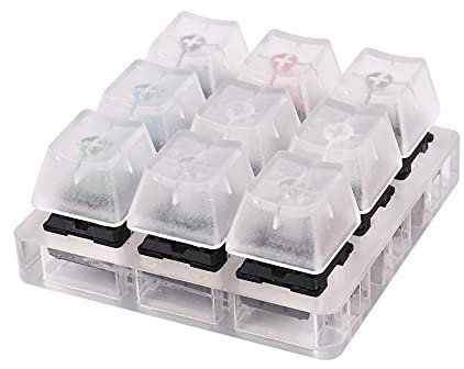 Bcowtte Acryl Tastatur Tester 9 Klare Plastik Tastkappen Sampler für Cherry Mx Switches