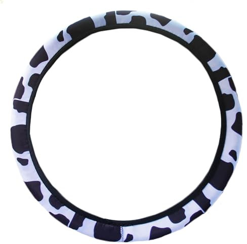 Cysocool Universal Kuh Neopren Auto Lenkradhülle Lenkrad Abdeckung Fell Lenkradbezug Winter Warme Auto Lenkradabdeckung Weich Lenkradschutz Auto Zubehör für 37–39 cm, Schwarzes Kuh-Neopren