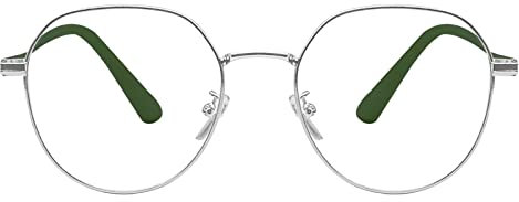 KAEOISFU Retro Ovalem Metall Silber Rahmen Lesebrille 3 0 Dioptrien für Damen und Herren, Modischer Roud Blaulichtfilter Computer Lesebrillen