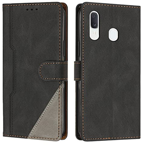 Radoo Cover per Samsung Galaxy A40, Custodia in PU Pelle Portafoglio Flip Chiusura Magnetica Antiurto Funzione Scomparti, con Slot Schede Supporto Pieghevole per Samsung Galaxy A40 (Nero)