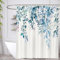 Minicoco Shower Curtain Green Shower Curtains Mould Proof Resistant Waterproof Shower Curtain 100% Polyester Bathroom Shower Curtains with 12 Hooks, 180 x 180 cm (Blue Leaves)