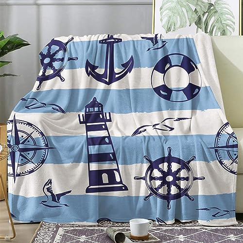 ZDABAOEC Kuscheldecke Flauschig Maritime Decke, Fleecedecke 220x240, Sofadecke & Couchdecke, Weiche Kuschelige Wohndecke Blanket, XXL Groß Decken für Sofa Couch