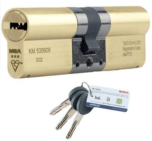 Brass 3 Star Euro Cylinder Anti Snap Bump High Security uPVC Door Barrel TS007:2014 Lock (50 Int / 40 Int)