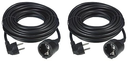REV Verlängerungskabel 3m, 3680W, H05VV-F, Innenbereich, Verlängerungskabel schwarz (Packung mit 2)