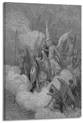 Poster Abdiel und der Teufel von Gustave Doré, Bilddruck, Wandkunst, Gemälde, Leinwand, Kunstwerke, Geschenkidee, Raumästhetik, 30 x 45 cm