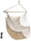 GOCAN Hängematte Stuhl Große Hängematte Schaukel, 110 x 150cm Last 150kg, Baumwolle Hängematte Stuhl Metall Spread Bar Breiter Sitz Schaukel Stuhl (beige)