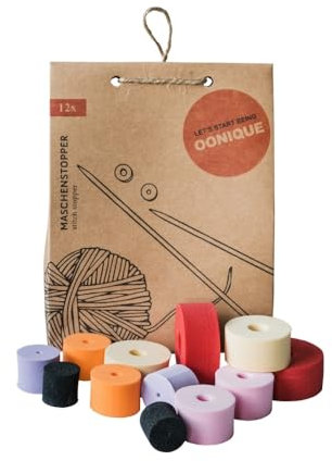 OONIQUE Maschenstopper Set - Bunte Stricknadel Stopper für Nadeln bis 10 mm, 12er Pack, Maschenstopper für Stricknadeln