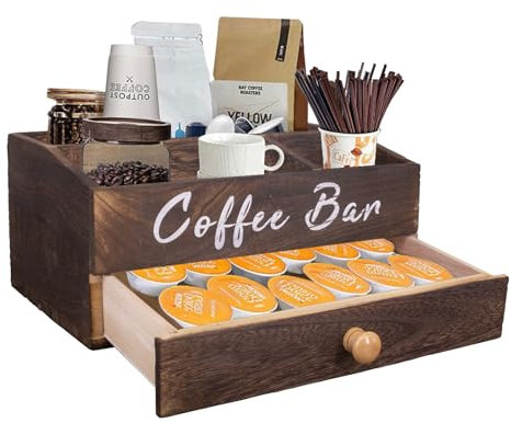 Guolich Organizador de café, Almacenamiento de té, Accesorios de café, cajones, Caja de Almacenamiento de bolsitas de té, Almacenamiento de monodosis de café, Barra de café para Leche, servilletas, c