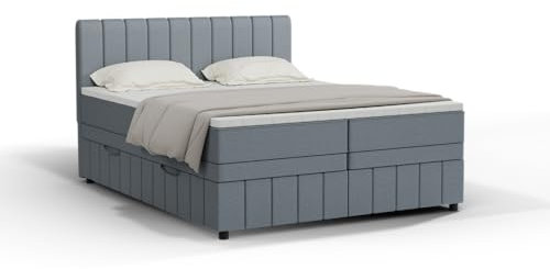 PANDA MÖBEL Homesy Avalon Boxspringbett 160x200 cm, Doppelbett inklusive Matratze und Topper, Polsterbett mit Bettkasten, Komfortables Boxspringbett für das Schlafzimmer, modern und stilvoll