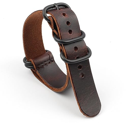 VISIYUBL Vintage Crackle strukturiertes Leder Nato Strap Band 18mm 20mm 22mm Zulu Strap for Männer Ersatz Watsch Armbanduhr Zubehör(20mm)