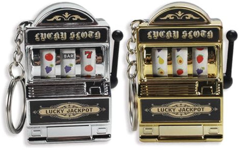 Wondramble 2 Stück Mini Slot Maschine Schlüsselanhänger,Las Vegas Souvenirs,Casino-Liebhaber,Partyspiele,Casino-Themen-Geschenke