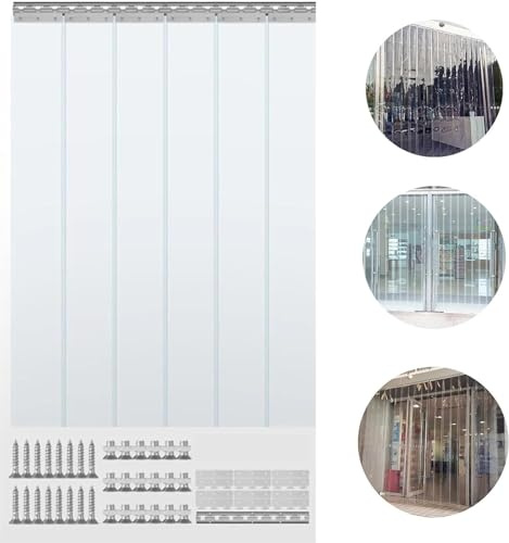 Strip Curtain, Door Curtain, Insect Protection, PVC, Transparent Slat Curtain, Thickness 1.3 mm - 3.3 mm, Length 180 cm - 300 cm, Windproof, Dustproof, Waterproof Insect Curtain (Colour: Thickness 1.7