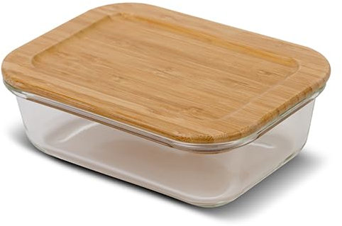NAVA Rectangular Airtight Glass Food Container Arizona 650ml – Sustainable, Bamboo Lid, Dishwasher Safe, Microwave, for Oven & Freezer, Scratch, Odor & Temperature Resistant, Perfect for Travel