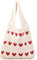 Funtery Strandtasche, Damen Häkeltasche Damen-Strick-Love-Häkeltasche Umhängetasche Handtasche Gestrickte Tasche Shopper Tasche Tote Bag Schultertasche für Reise Einkaufen und Alltag(Beige)