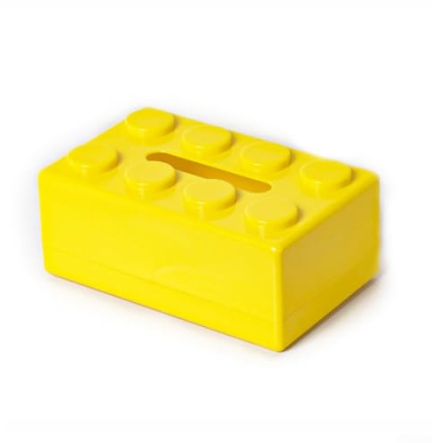 Taschentuchbox mit kreativem Baustein-Design, stabiles ABS-Material, flexible Platzierungsmöglichkeiten (gelb)