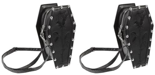 BESTYASH 2St Dunkle Retro-Kreuz-Sargtasche für Damen office bag umhängebeutel Handtasche Halloween-Umhängetasche die Einkaufstasche Umhängetasche für Damen Taschen Sarg Geldbörse Leder