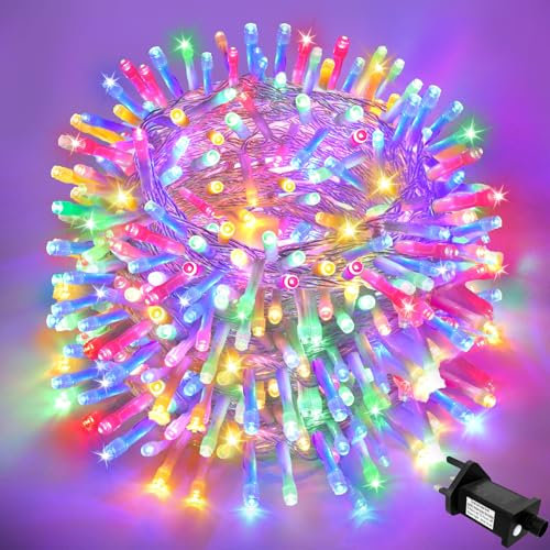 FFZZKJ Christmas Lights Timer 8 Modes Plug in 66Ft 200 LED Fairy Lights Indoor/Outdoor Waterproof for Christmas Decorations, Bedroom, Gazebo, Garden, Multi-Coloured