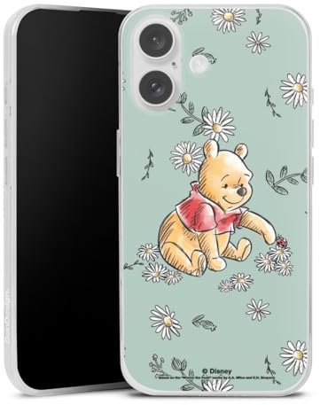 Slim Case extra dünn kompatibel mit Apple iPhone 16 Silikon Handyhülle transparent Hülle Winnie Puuh Disney Offizielles Lizenzprodukt