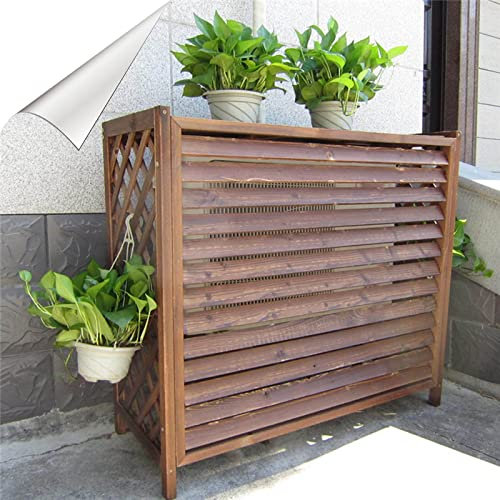 GODFSAHG Clôture de climatiseur pour Support de climatisation extérieur, Grille en Bois Massif, Couverture extérieure de climatiseur en Bois à persiennes, Conception de volet, clôtures Auto