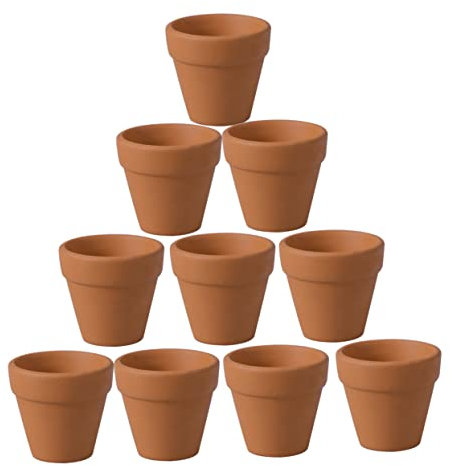 INOOMP Lot de 10 Mini Pots de Fleurs en Terre Cuite pour Plantes Succulentes 3 5 X 3 5 Cm Drainage pour Décoration Intérieure de Mariage Artisanat Projets Scolaires