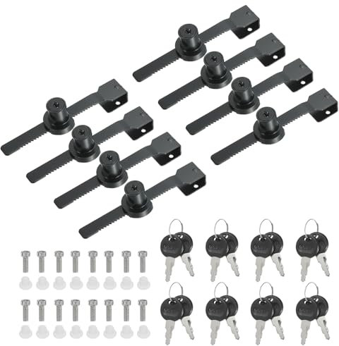 PATIKIL Serratura per Vetrina Scorrevole in Vetro, 8pz Chiave Differente in Lega di Zinco Serratura Singola per Vetrina Senza Foratura per Porta in Vetro da 8mm, Nero