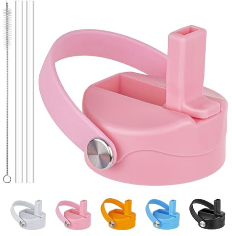 Diumepo Pink Wide Mouth Straw Lid for Hydro Flask 12-64 oz, BPA Free, 2 Pack