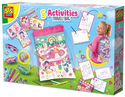 SES Creative 02401 Activity Bag - Make Bracelets - Colouring - Stickering - Crafting on The Go - Decorate Your Own Bag