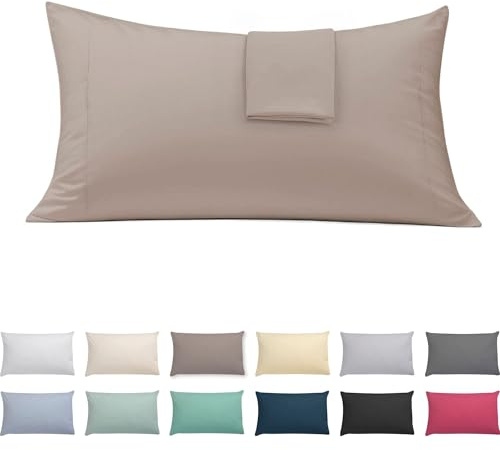 ECOMMERC3 Kissenbezüge 50x90 cm 2er-Set Baumwoll-Mix | Erde | 50 % Baumwolle, 50 % Polyester - atmungsaktiv - pflegeleicht - farbecht - Qualität aus Spanien