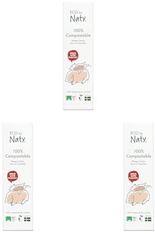 Eco by Naty Ecological Disposable Bags - Baby Nappy Sacks, 100% Compostable and Biodegradable (Pack of 150 pieces)