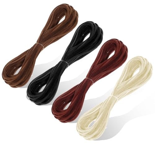 cobee Lot de 4 cordons plats en cuir de 5 m pour la fabrication de bijoux, bracelets, perles et loisirs créatifs (type 1)