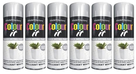 MIXEL Brilliant White Gloss Spray Paint, Quick-Drying Formula, Long-Lasting Protection, DIY Projects, Ideal For Wood, Metal, Plastic, Interior And Exterior Use, 250ml, (6 Pcs)