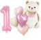 KOBOKO Bär Geburtstagsdeko 1 Jahr Mädchen Rosa, Luftballon 1. Geburtstag Mädchen, Ballon Bären Deko 1 Geburtstag, Herz Folienballon 1 Jahr Deko Geburtstags, Rosa Ballons Erster Geburtstags Mädche