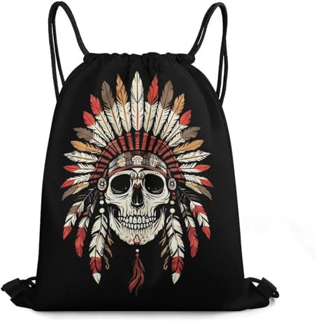 Rucksack Mit Kordelzug Skelett-Chef Turnbeutel Verstellbar Turnsack Erwachsene Kordelzug Sportbeutel, Für Schule, Yoga, Reisen, 36x42cm